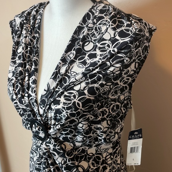 Chaps size Lg black and white print sleeveless stretch dress. - Picture 3 of 7